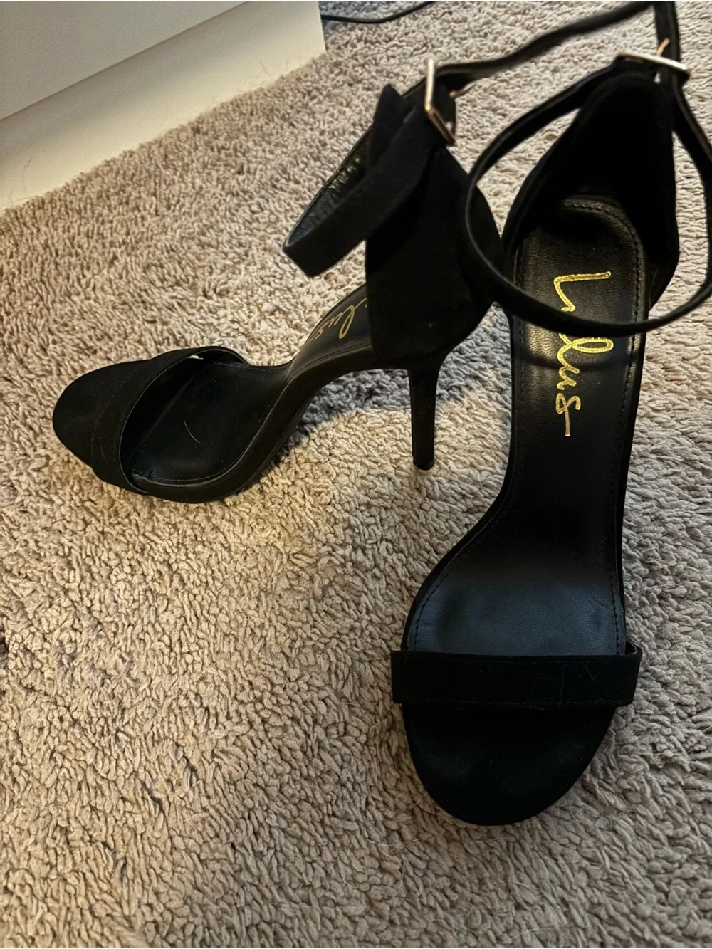 Lulu's Black Suede Ankle-Strap Block Heels
